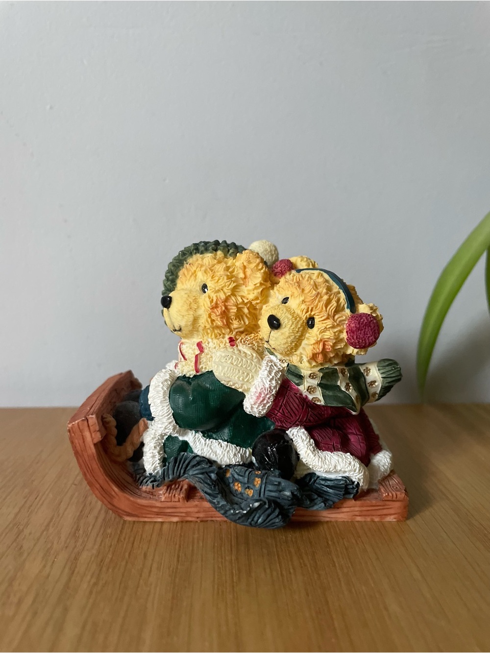 Vintage 1990s Avon Lovable Teddies "Sarah Meets Theodore" Sledding Figurine